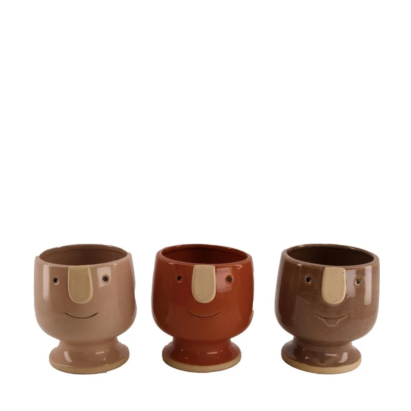 Planter face ceramic 13.7x13.3x14.3cm Mixed