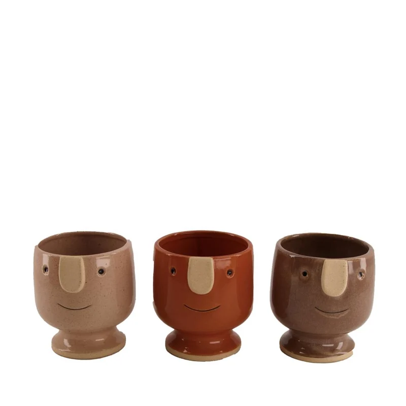 Planter face ceramic 11,3x11x11.8cm Mixed