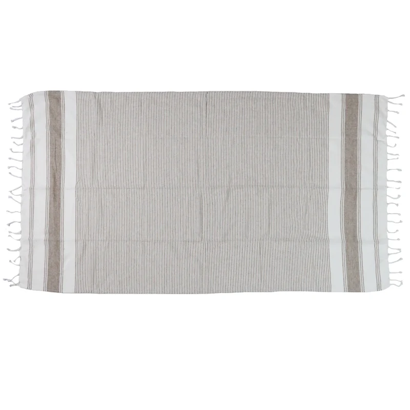 Hammam Towel Stripes Cotton Brown 100x180cm
