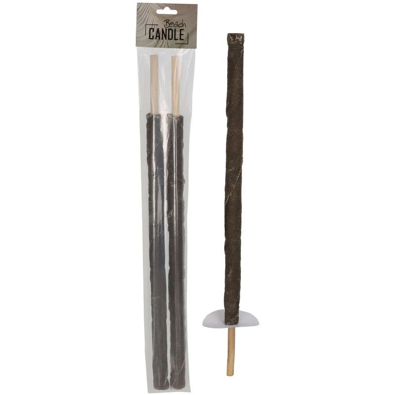 2 stuks Fakkel kaars Wax Bruin 5.5x2.7x69.5cm