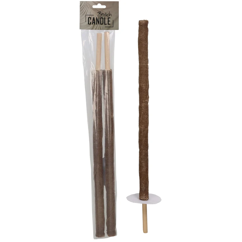 2 stuks Fakkel kaars Wax Naturel 5.5x2.7x69.5cm