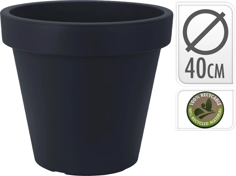 BLOEMPOT EK ROND DIA 40CM ANTRACIET