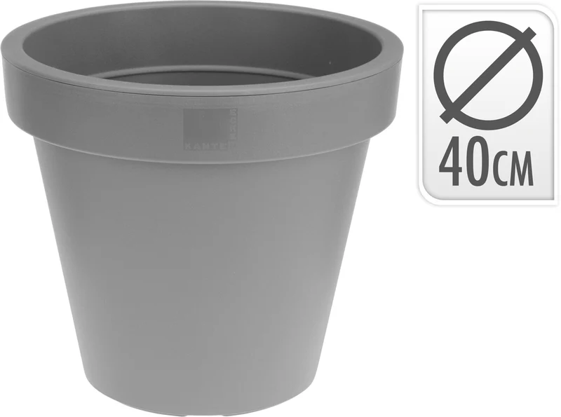 BLOEMPOT EK ROND DIA 40CM GRIJS