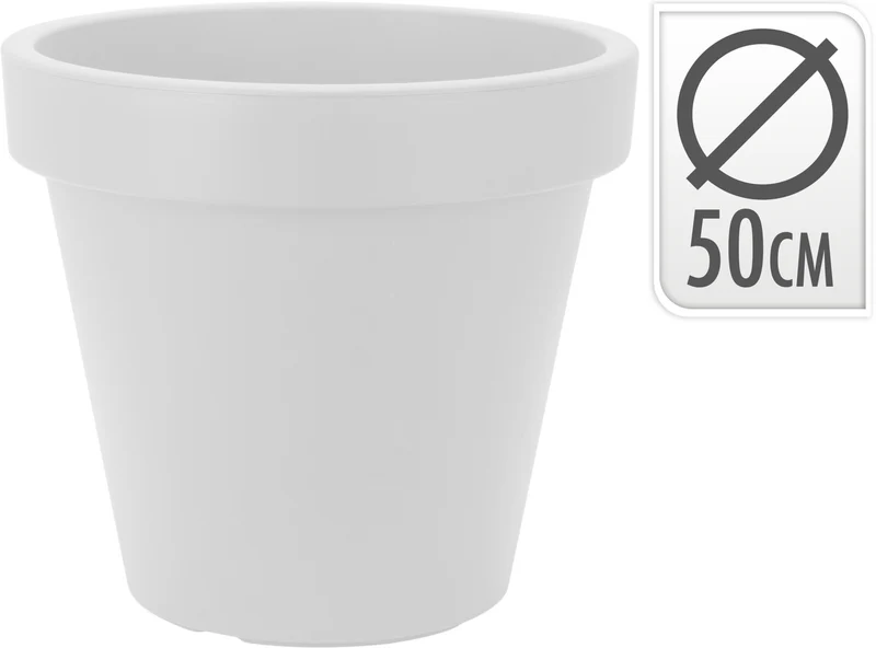 BLOEMPOT EK ROND DIA 50CM WIT