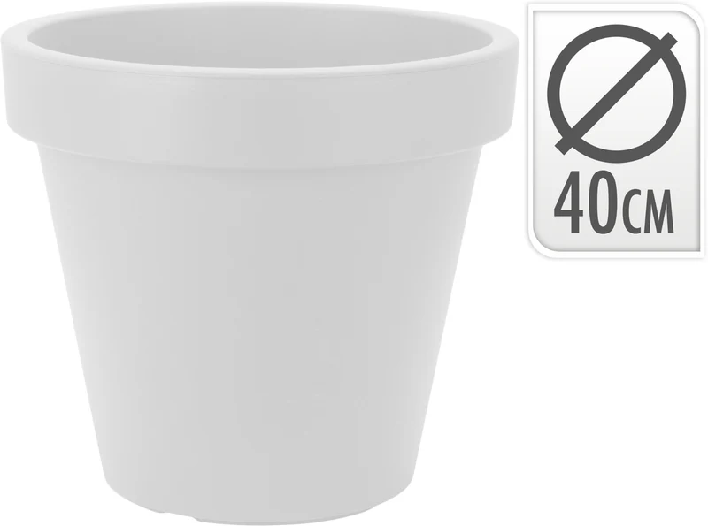 BLOEMPOT EK ROND DIA 40CM WIT
