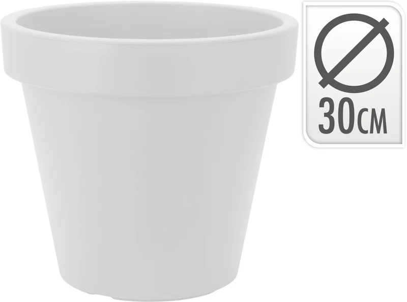 BLOEMPOT EK ROND DIA 30CM WIT