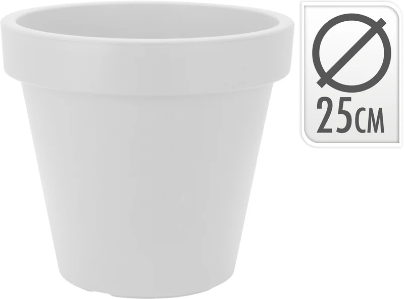 BLOEMPOT EK ROND DIA 25CM WIT