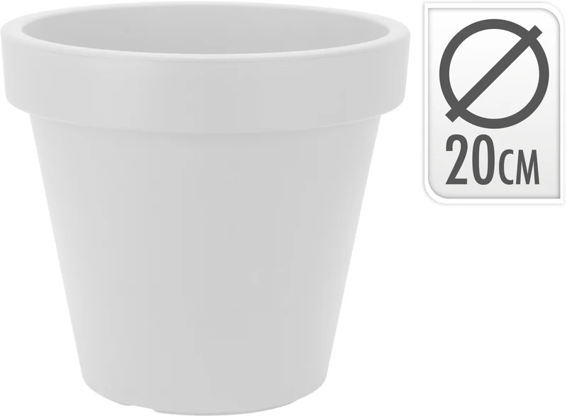 BLOEMPOT EK ROND DIA 20CM WIT
