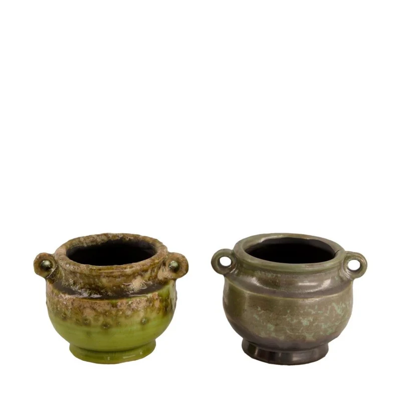 Planter ceramic 11x9x7.5cm Green mix
