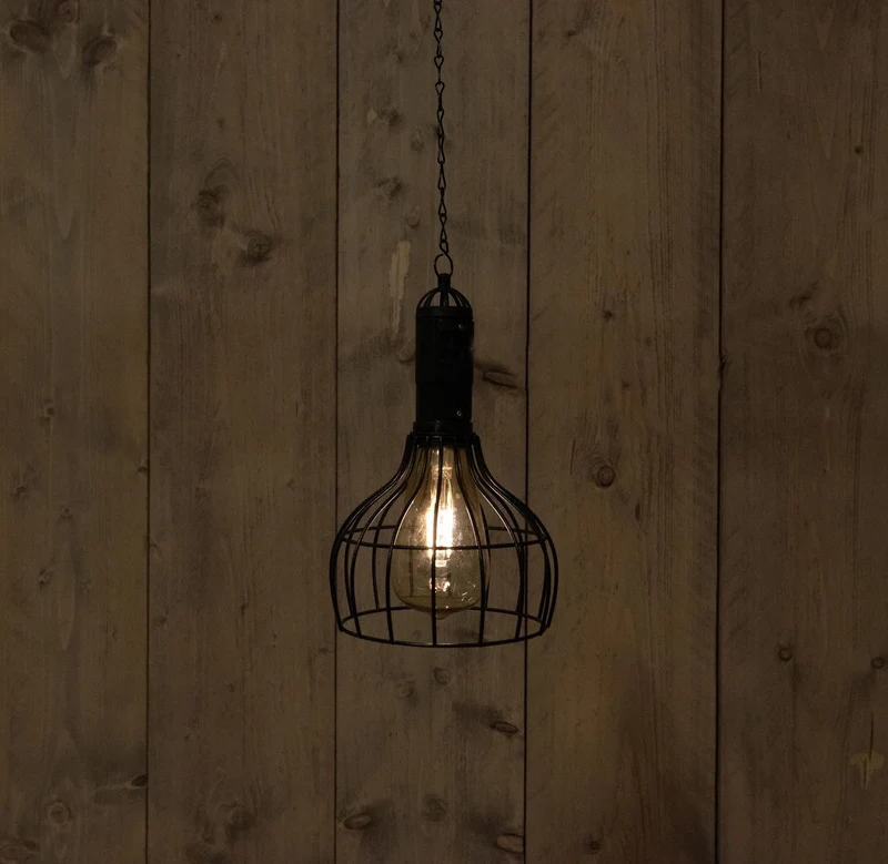 SOLAR RETRO LAMP/KAP ZWART 14,5X14,5X22,5CM