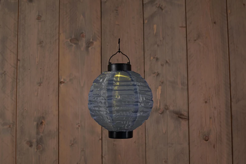 SOLAR LAMPION GRIJS 20CM LED WARM WIT