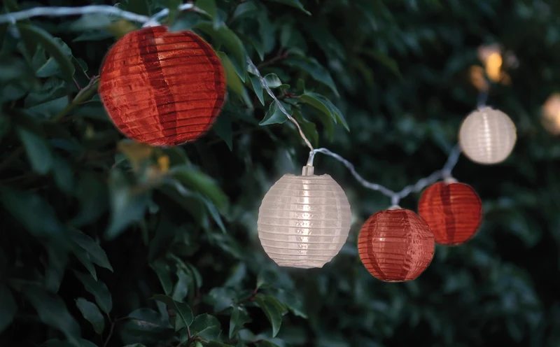 10 LED SOLAR LAMPIONNEN WIT /OUD-ROZE /BORDEAUX 8CM