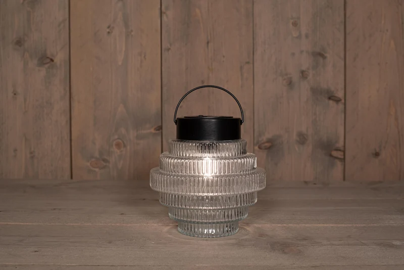 SOLAR GLAZEN RETRO LAMP HELDER 16X16CM