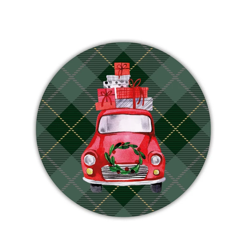 Rol a 100 stickers - Christmas - Traditioneel met rode auto