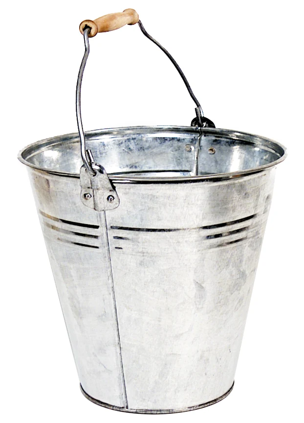 Zinc Natural Bucket Wooden Handle D28H27