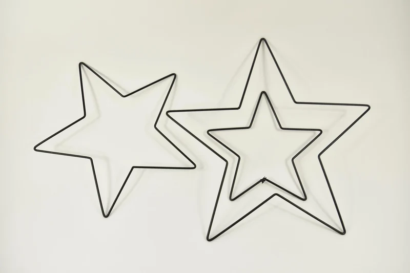 Set/3 Sterren metaal zwart 28/38/48cm