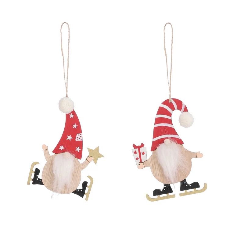 Ornament kerstman rood bruin 2 assorti - l12xb8,5cm