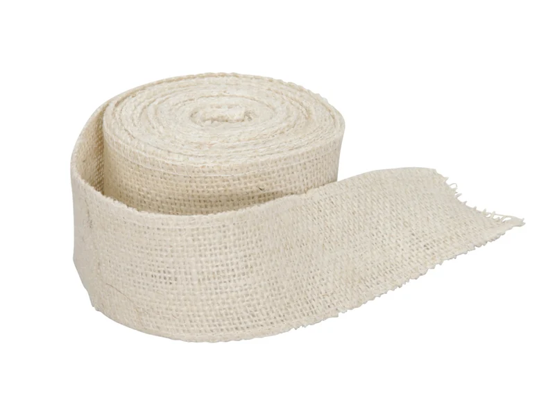 Pak á 6 rol jute net ribbon (4cm) semi bleached 10m.