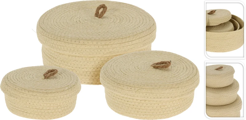 SET/3 MAND PAPIER CREME MET DEKSEL D26/22/17 H9/8/7CM