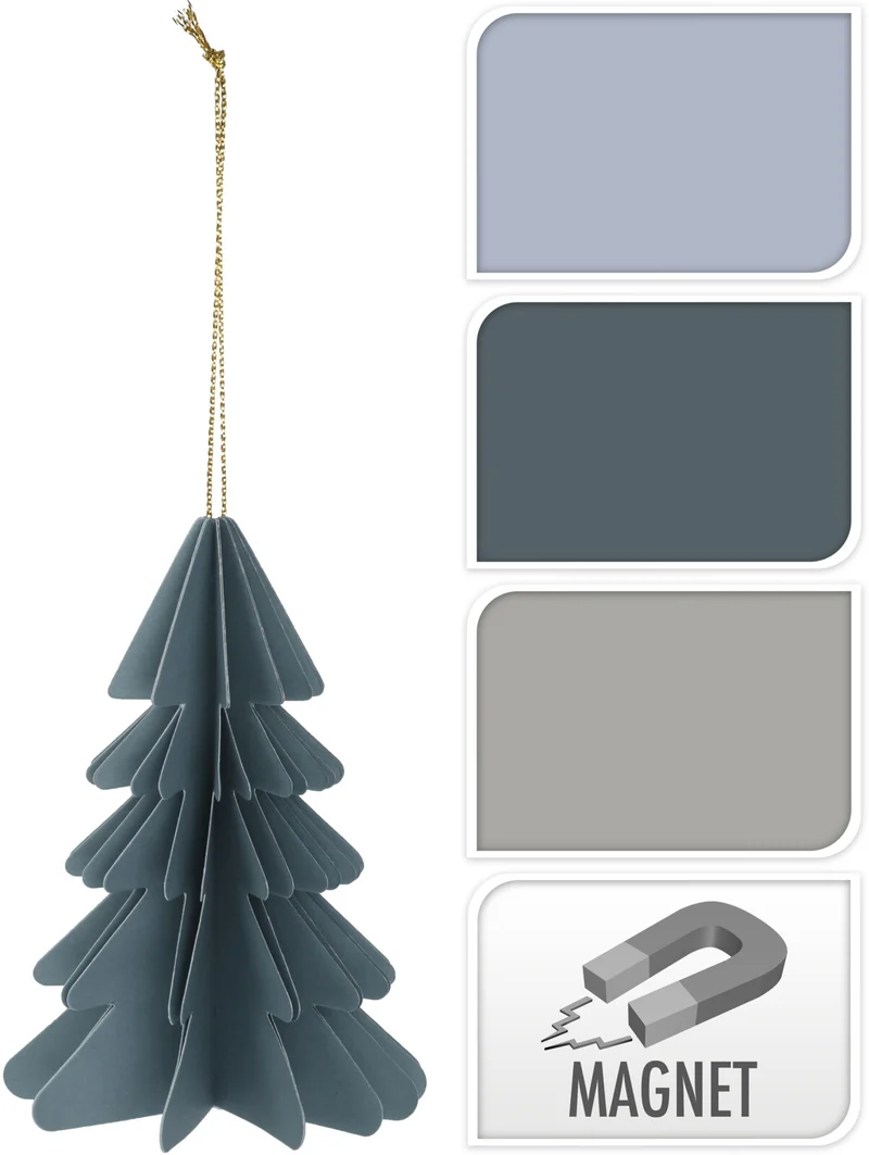 KERSTBOOM PAPIER HANGDECO 10CM 3 ASSORTIE