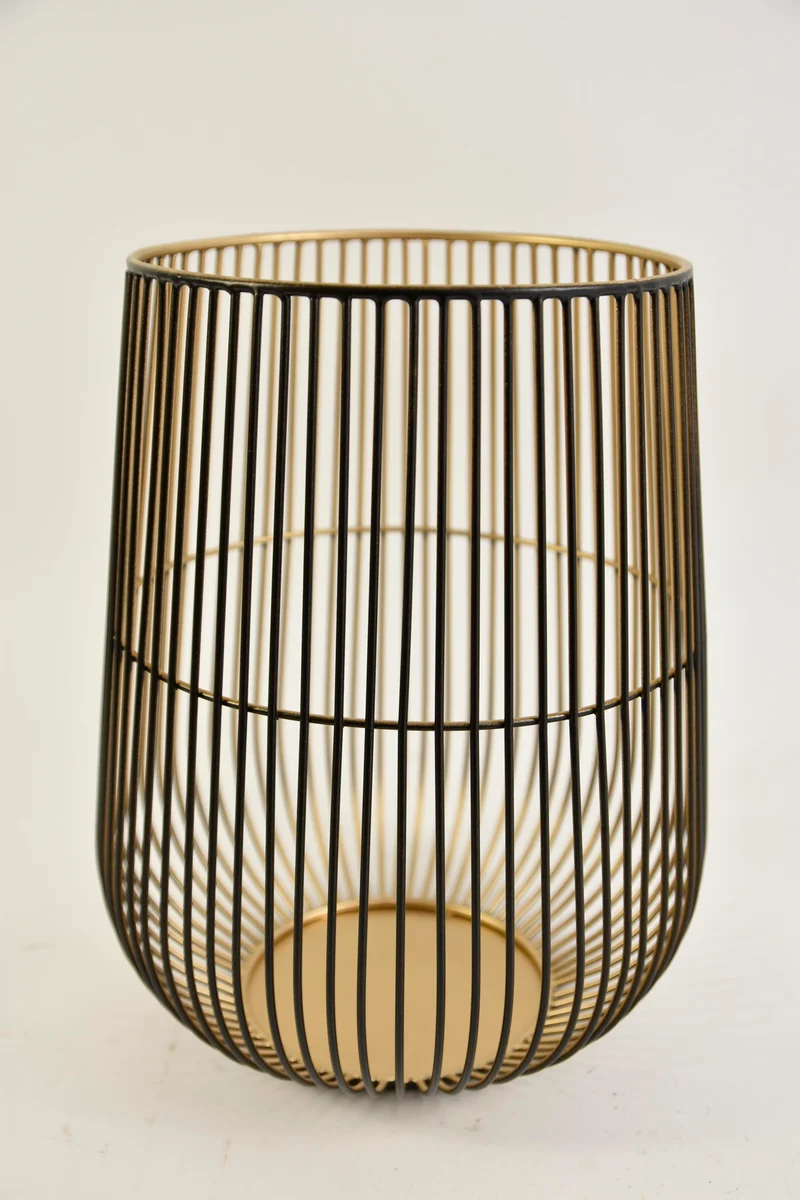 KAARSENHOUDER DRAADSTAAL ZWART-GOUD L 20X20X27 CM