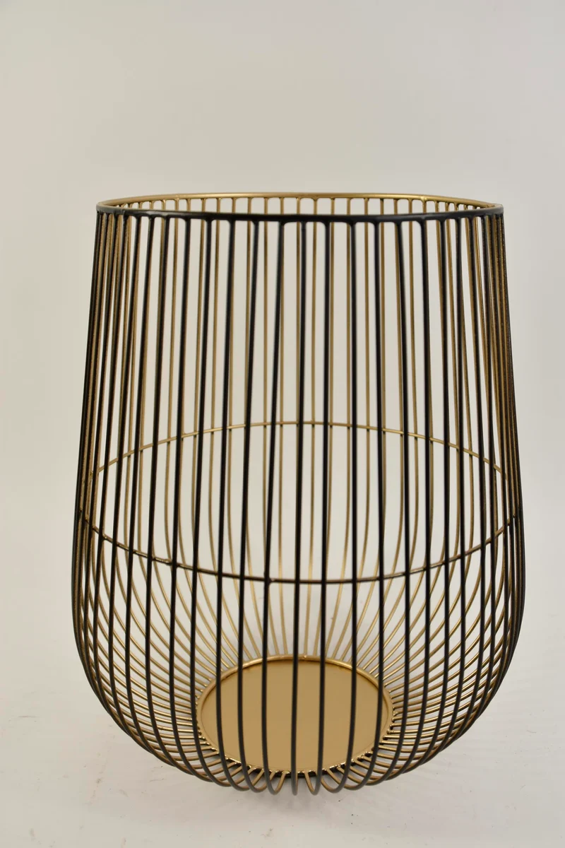 KAARSENHOUDER DRAADSTAAL ZWART-GOUD XL 25X25X35 CM