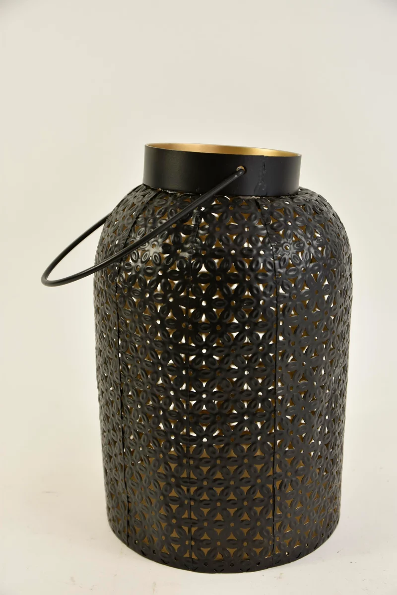 LANTAARN MARC METAAL ZWART-GOUD 20X20X27 CM
