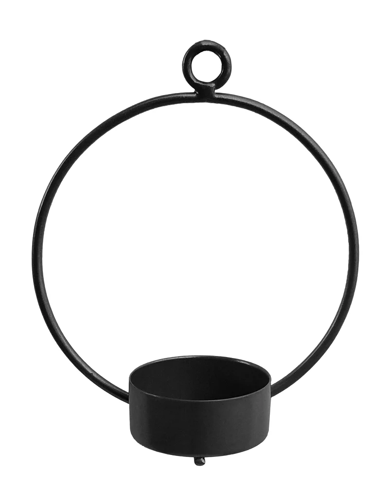 Metal wall t-light holder 10cm black