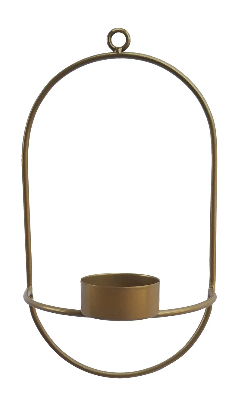Metal wall t-light holder 12x20cm gold