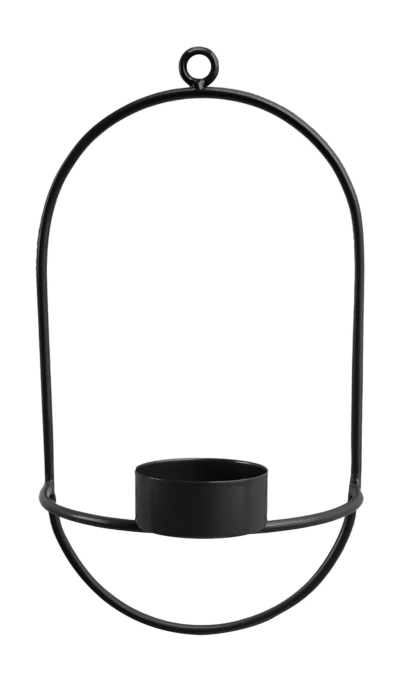Metal wall t-light holder 12x20cm black