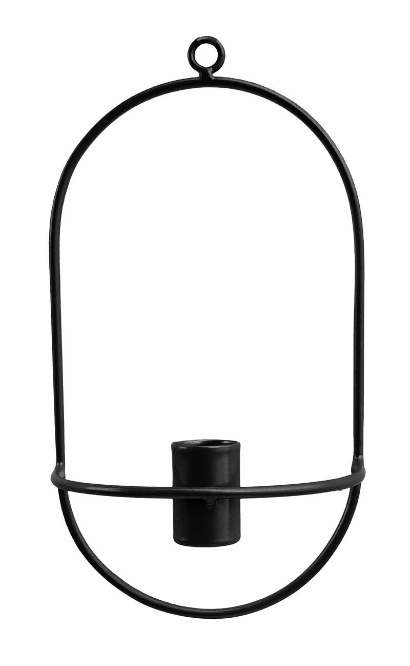 Metal wall candle holder 12x20cm black
