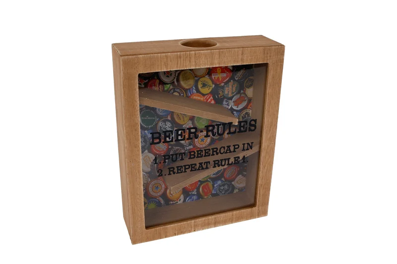 Spaarpot ''Beergame'' naturel hout 16x5x20cm