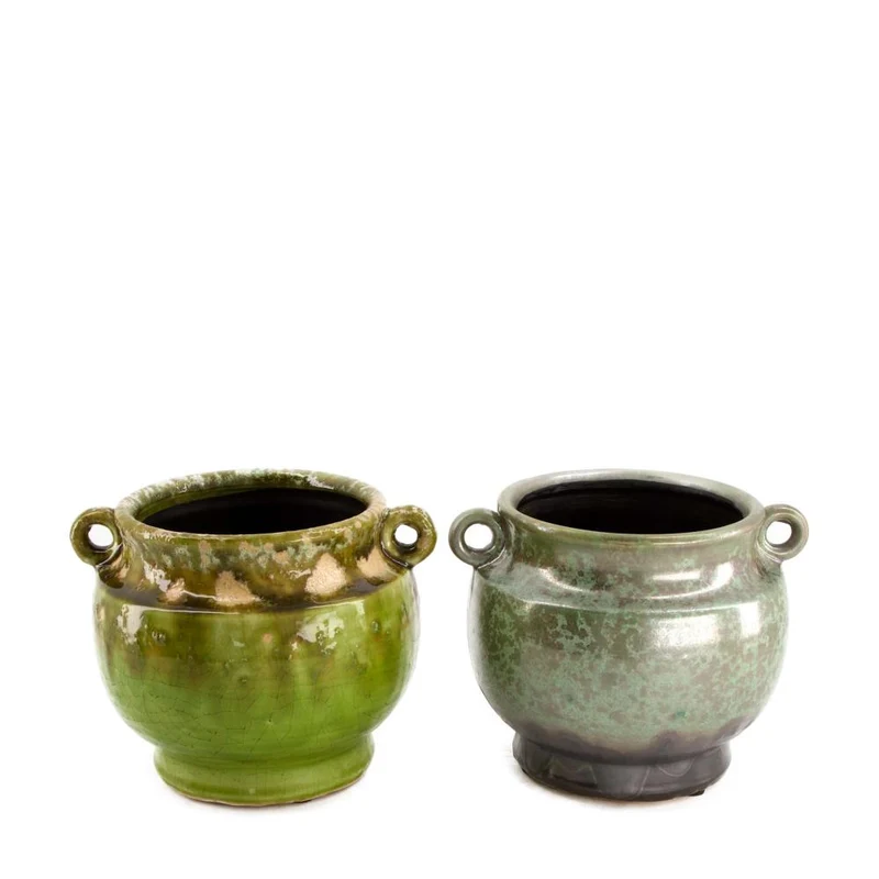 Planter ceramic 17x15.5x13cm Green mix
