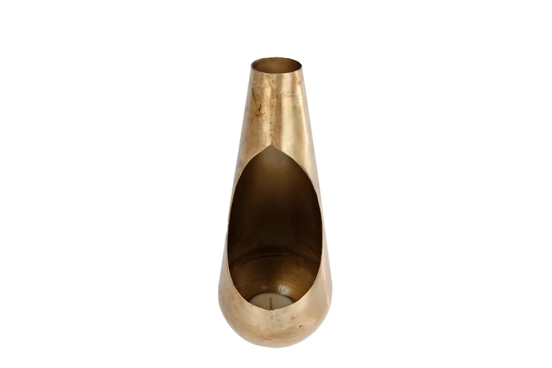 Windlicht "Flame" S warm goud metaal 21x8x8cm