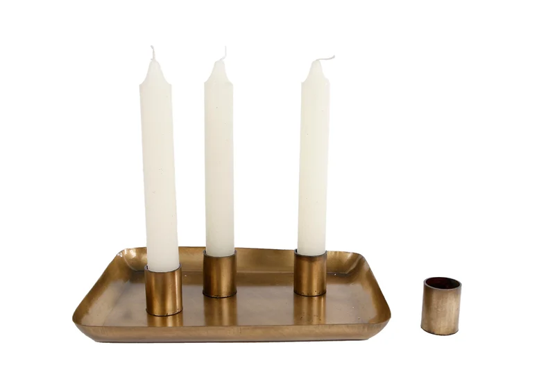 Kandelaar "Tina" 4x magneet antiek goud metaal 20x15x3,5cm