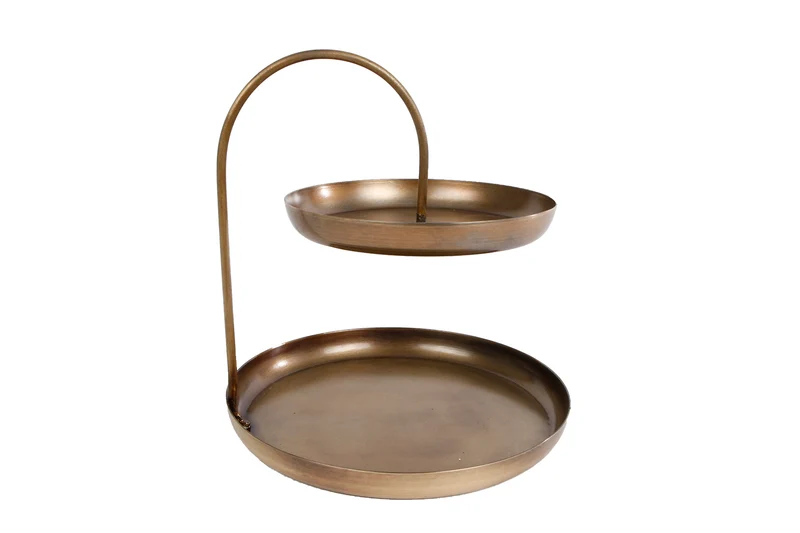 Etagere "Esther" antiek goud metaal 20x20x22cm