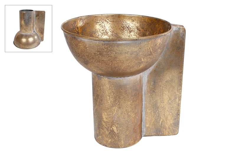 Bloempot/vaas "Britt" L goud metaal 23x20,5x23cm