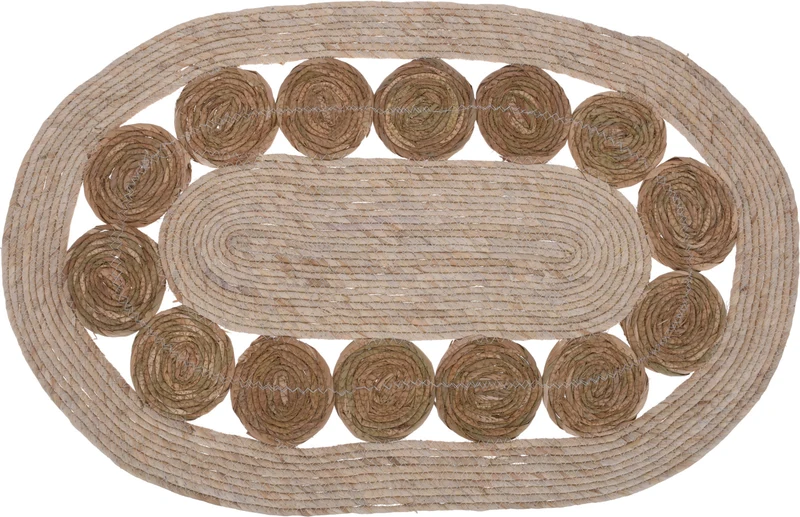 KLEED GEVLOCHTEN OVAAL 80X50CM CREME NATUREL