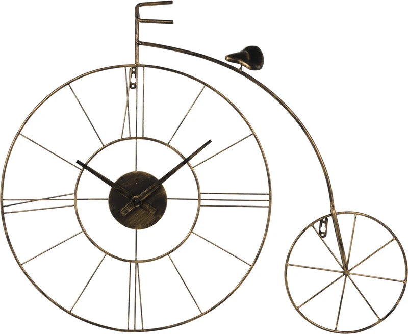 WANDKLOK FIETS 80CM ZWART GOUD