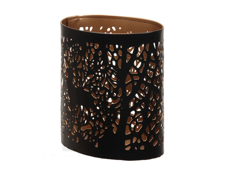 pc. 1 metal candleholder ''tree'' oval black/gold 9x6x10cm