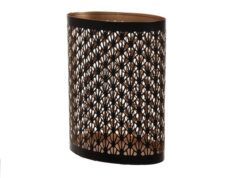 pc. 1 metal candleholder ''crown'' oval black/gold 12x8x15,5cm