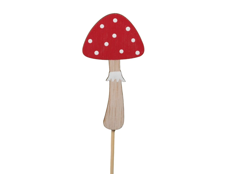 pb. 24 wooden mushrooms/stick red 4,5cm
