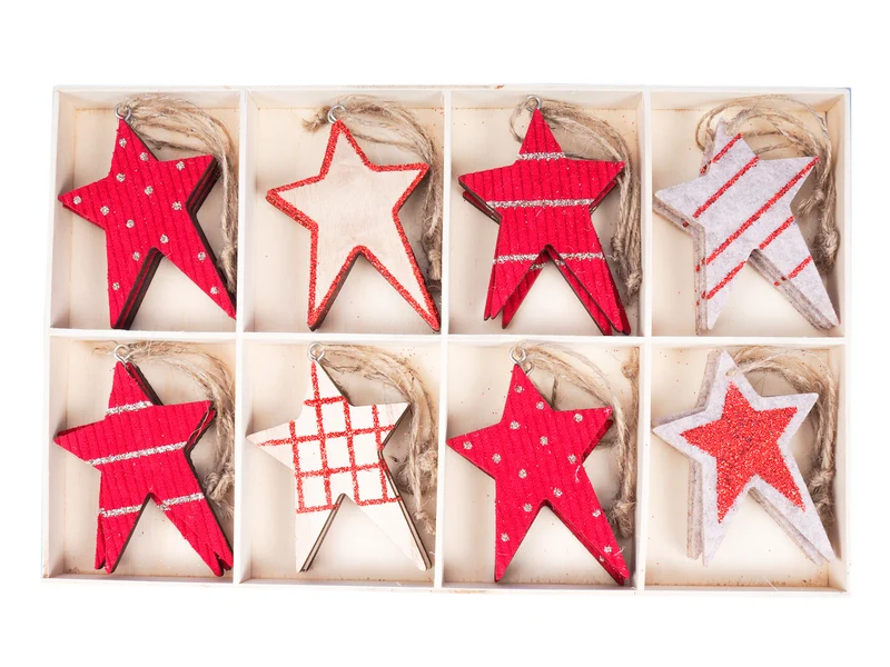 w/b. 24 star/hanging assorted 6x8,5cm