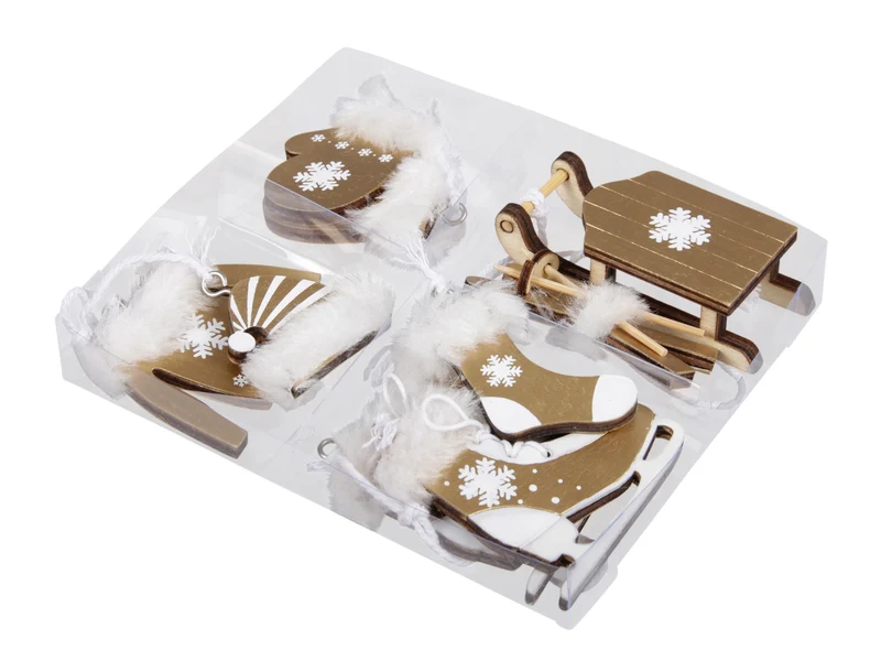 w/b. 6 wooden deco assorted Gold 3,5 - 5,5 cm