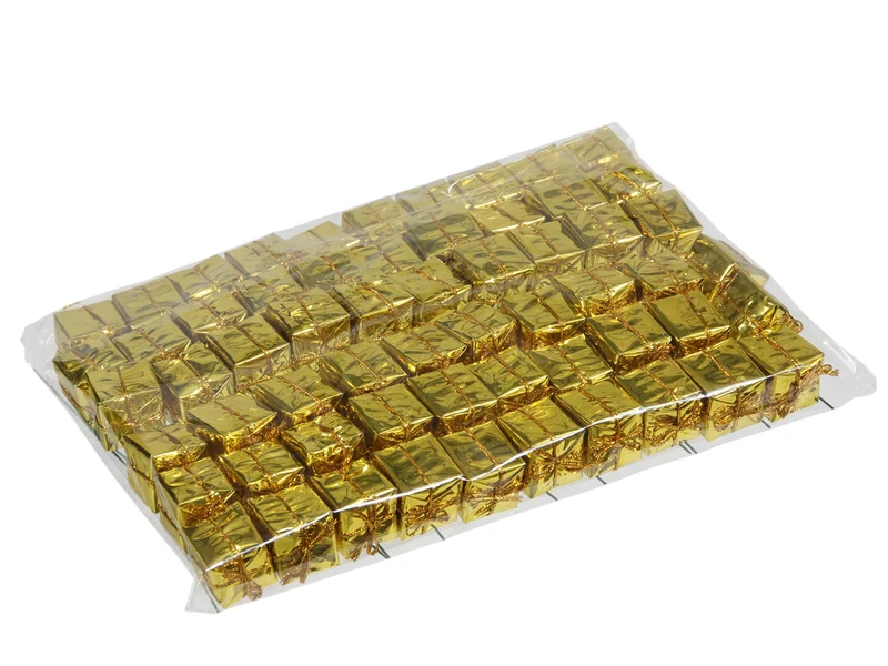 pb. 60 giftboxes foil on pick light gold 25x25mm