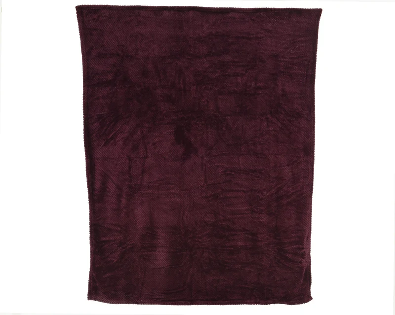 Throw polyester flannel diamond burgundy L130 W170 H0.80cm