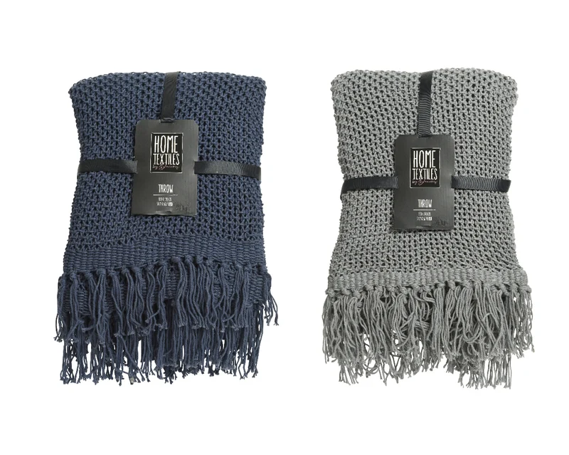 Throw cotton 2 colors assorted L170 W130 H1 cm