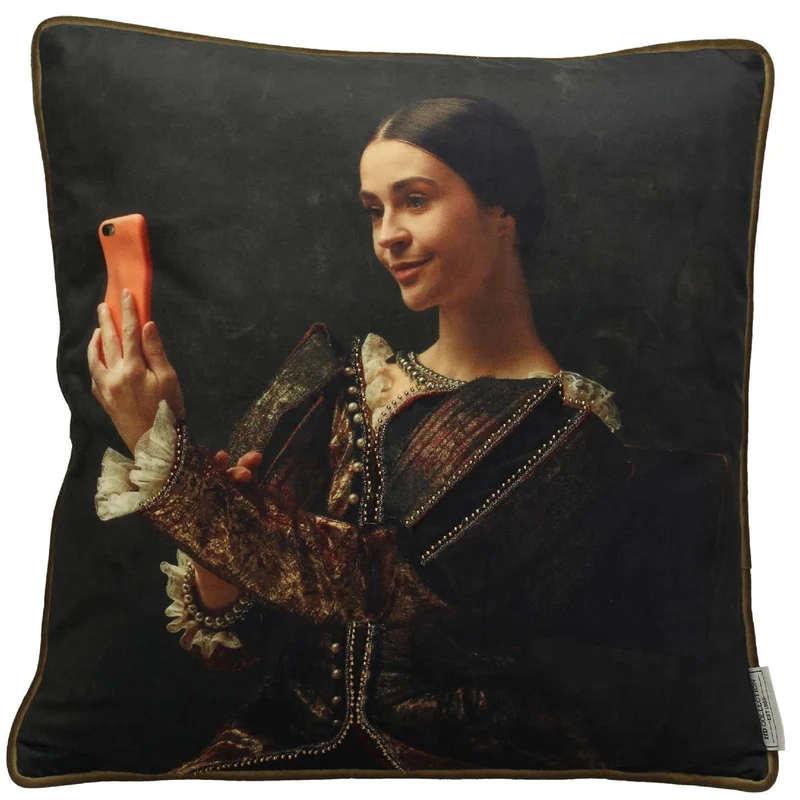Cushion Phone Velvet Brown 45x45cm