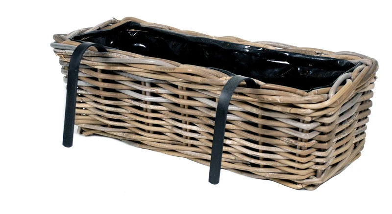 Laura Balconybox W/hooks -F- Natural L55W19H15cm