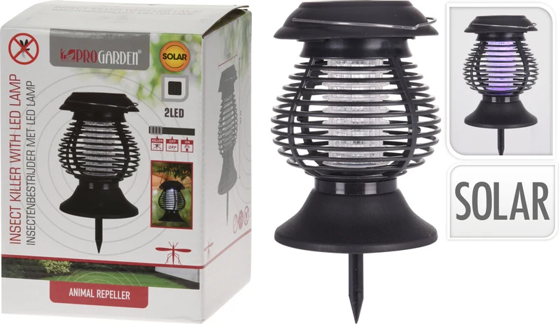 INSECTENBESTRIJDER MET LAMP OP SOLAR D13 H26CM